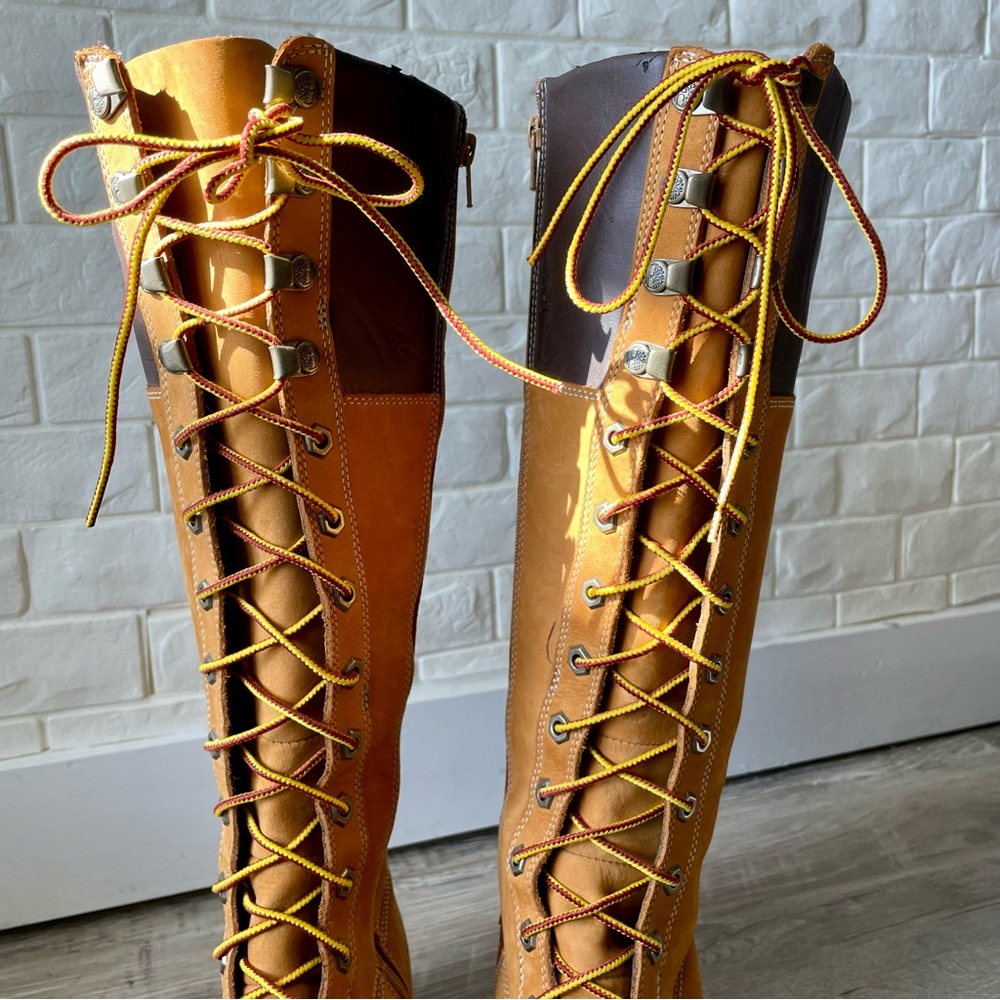 Timberland Premium 14 Inch Knee-High Lace-Up Boots in Wheat Nubuck Size 7.5 - Picture 8 of 16